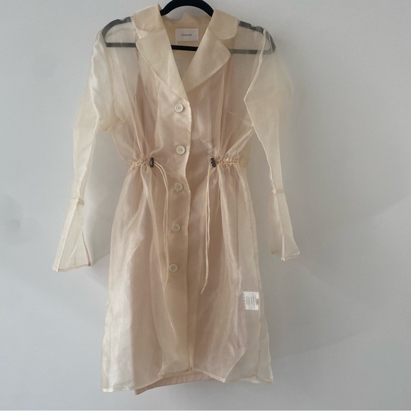 hosbjerg Dresses & Skirts - Hosbjerg New With Tags Small Beige Organza Shirt Dress Blazer Top